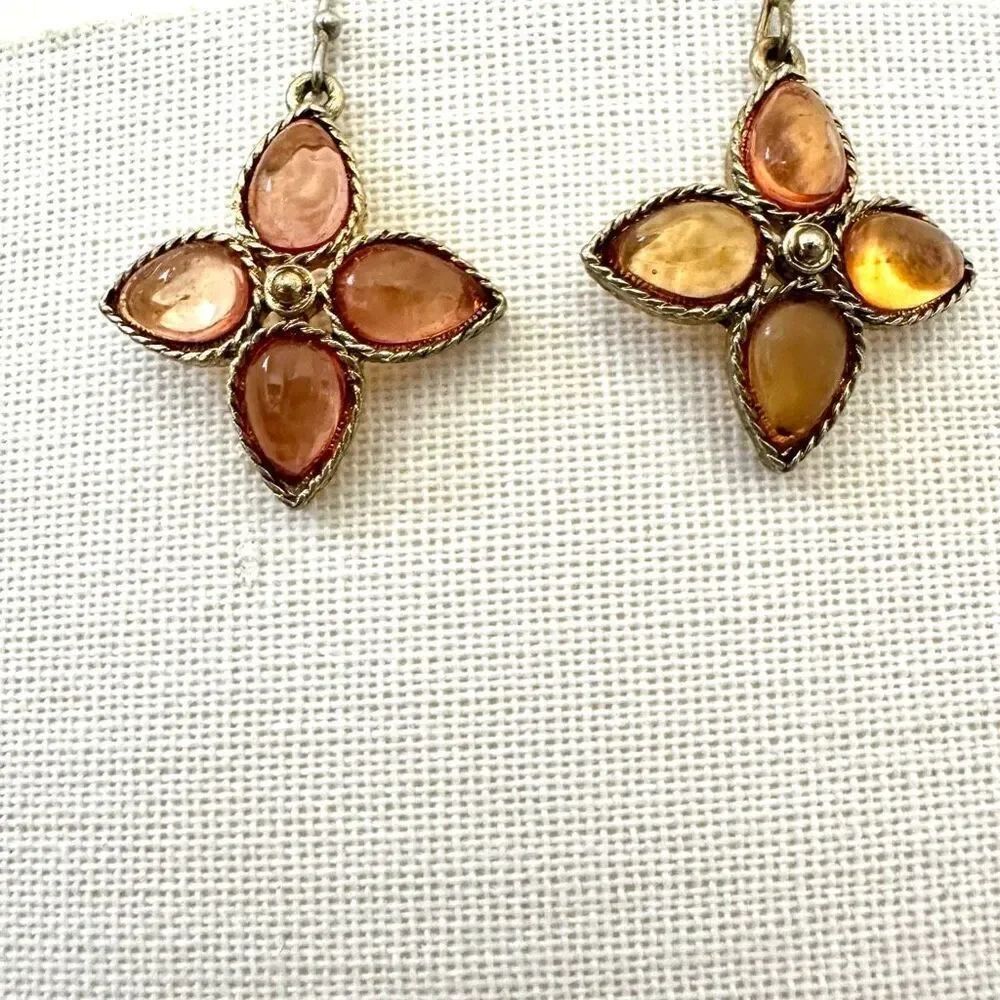 Orange and gold beaded earrings